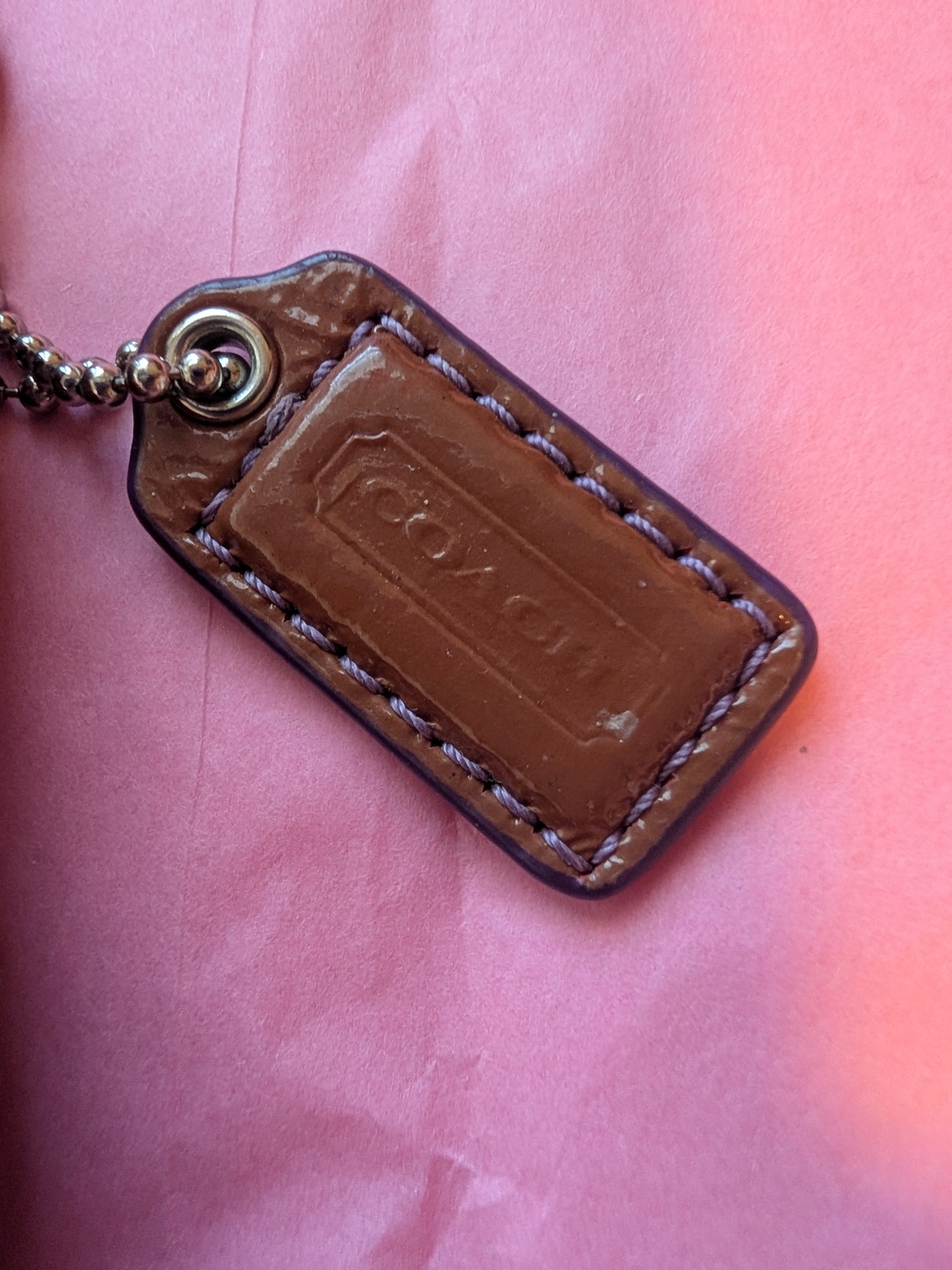 Coach Brown Patent Leather Wristlet with Silver Hardware - Picture 3 of 9